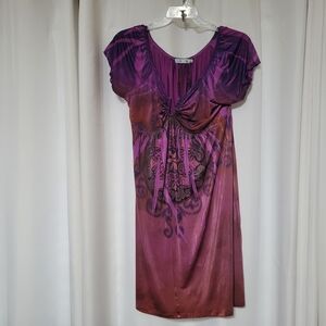 Women’s Purple Ombre Knot-Front Sleep Dress
